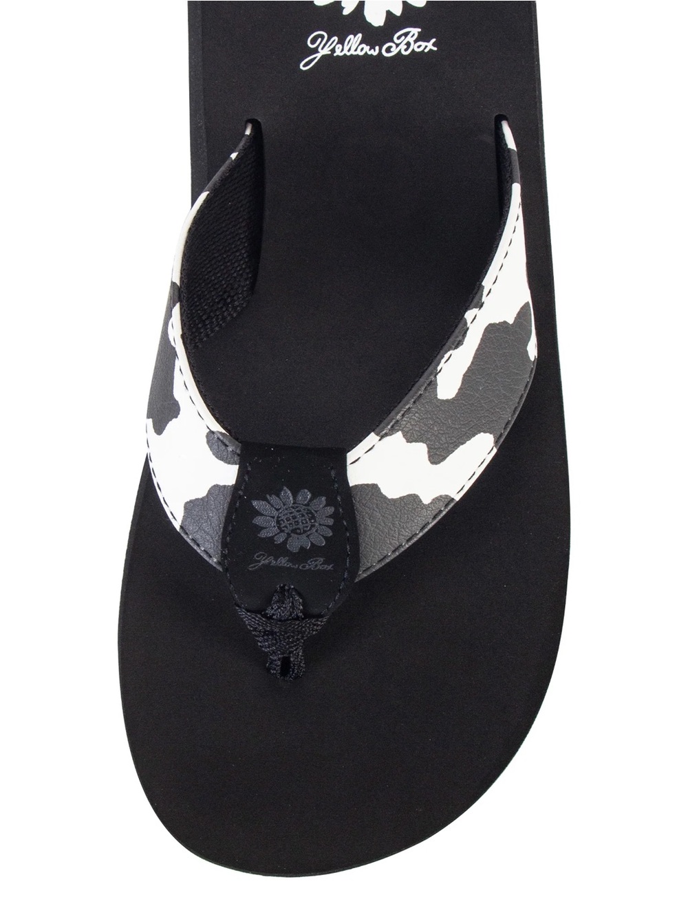 YELLOW BOX FLEXTER BLACK AND WHITE FLIP FLOPS MEDIUM WIDTH NEW IN BOOK - Picture 4 of 4